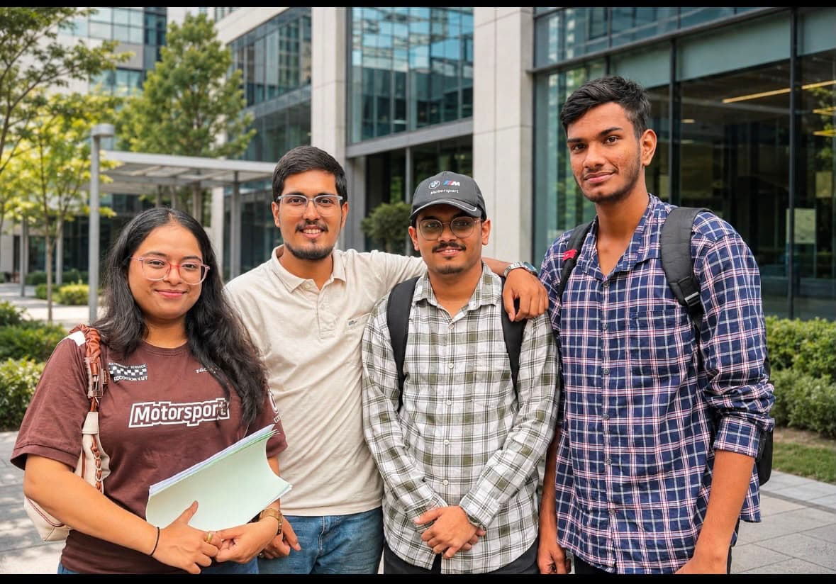 SNAB Innovations core team: Sanika Wadnerkar, Bhavesh Patil, Aaradhya Pathak, and Nimesh Kulkarni